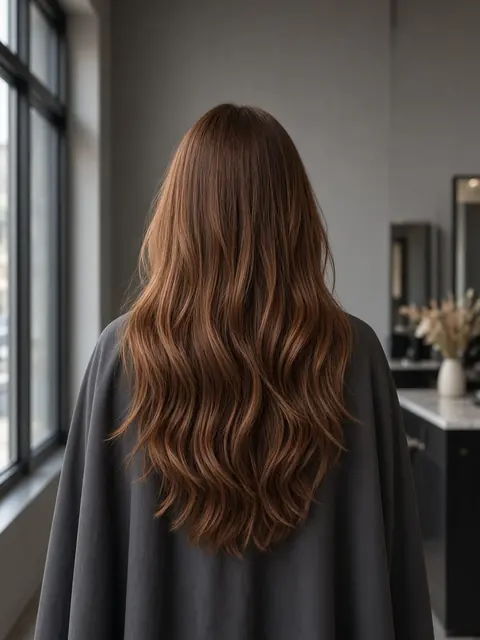 Cheveux longs brillants après un lissage